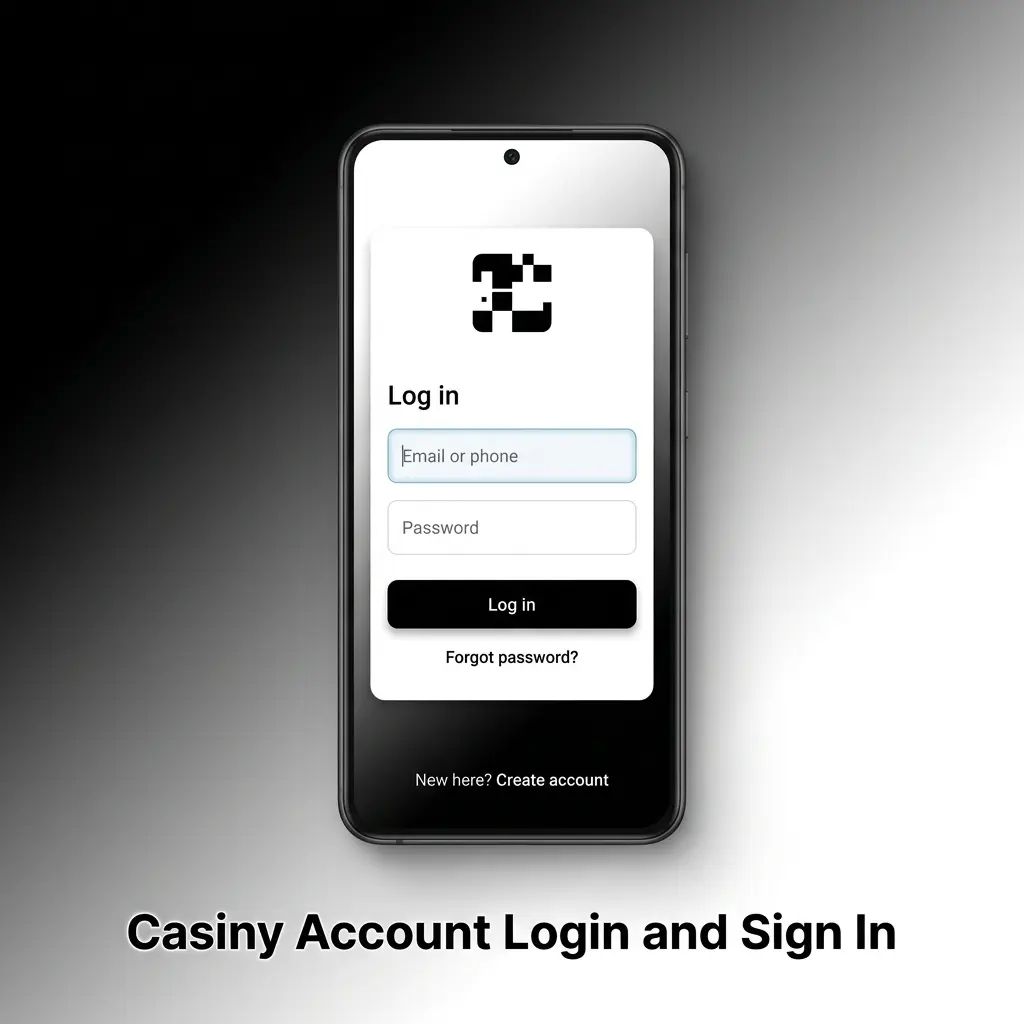 Casiny account login screen on desktop and mobile app