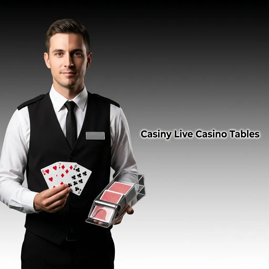 Live dealer casino table with cards and chips