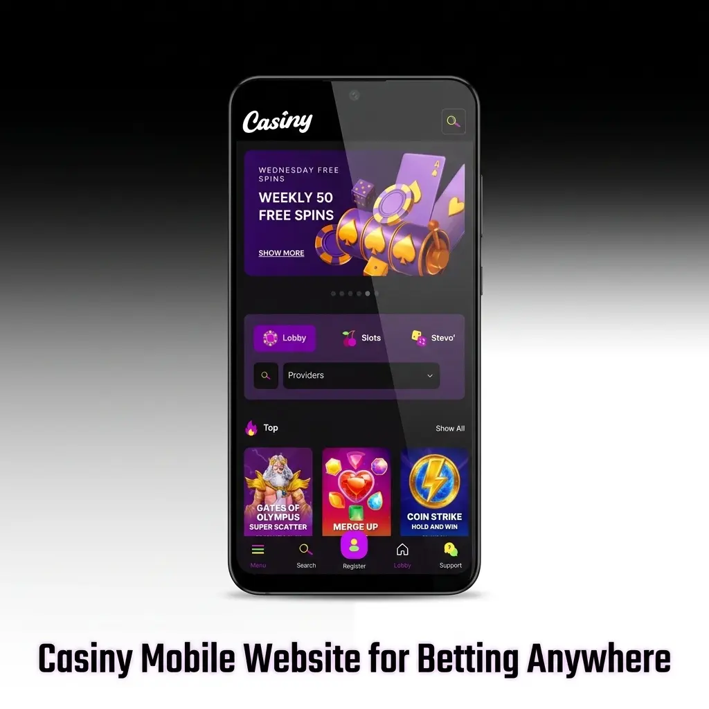 Casiny mobile website open in a browser on a smartphone