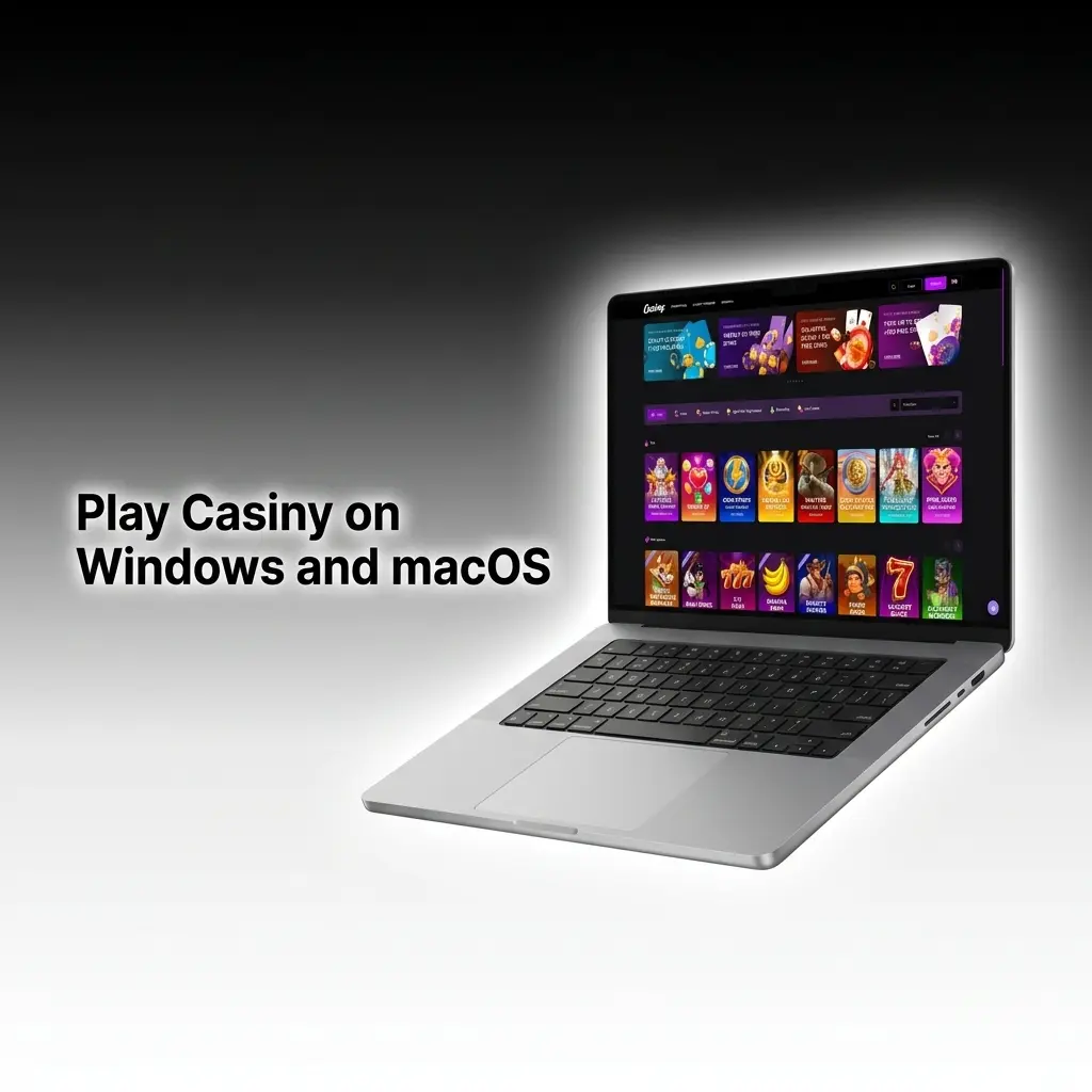 Playing Casiny casino games directly in a browser on a laptop